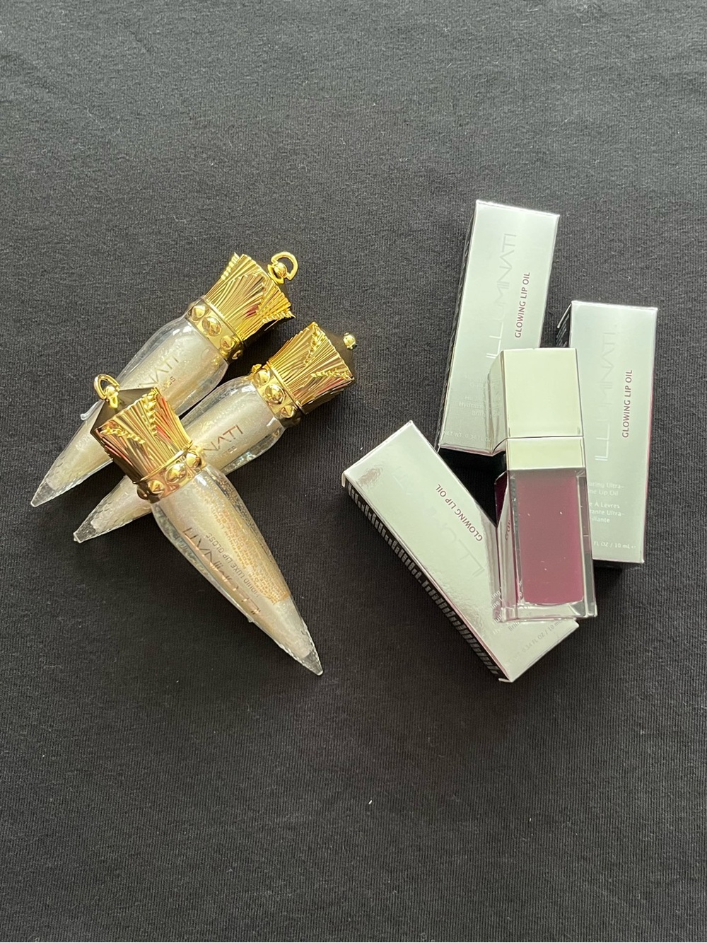NWT LUMINA Set of 6 Glowing Lip Oil - Iridescent Pearl & Jam (Plum) 3 of Each